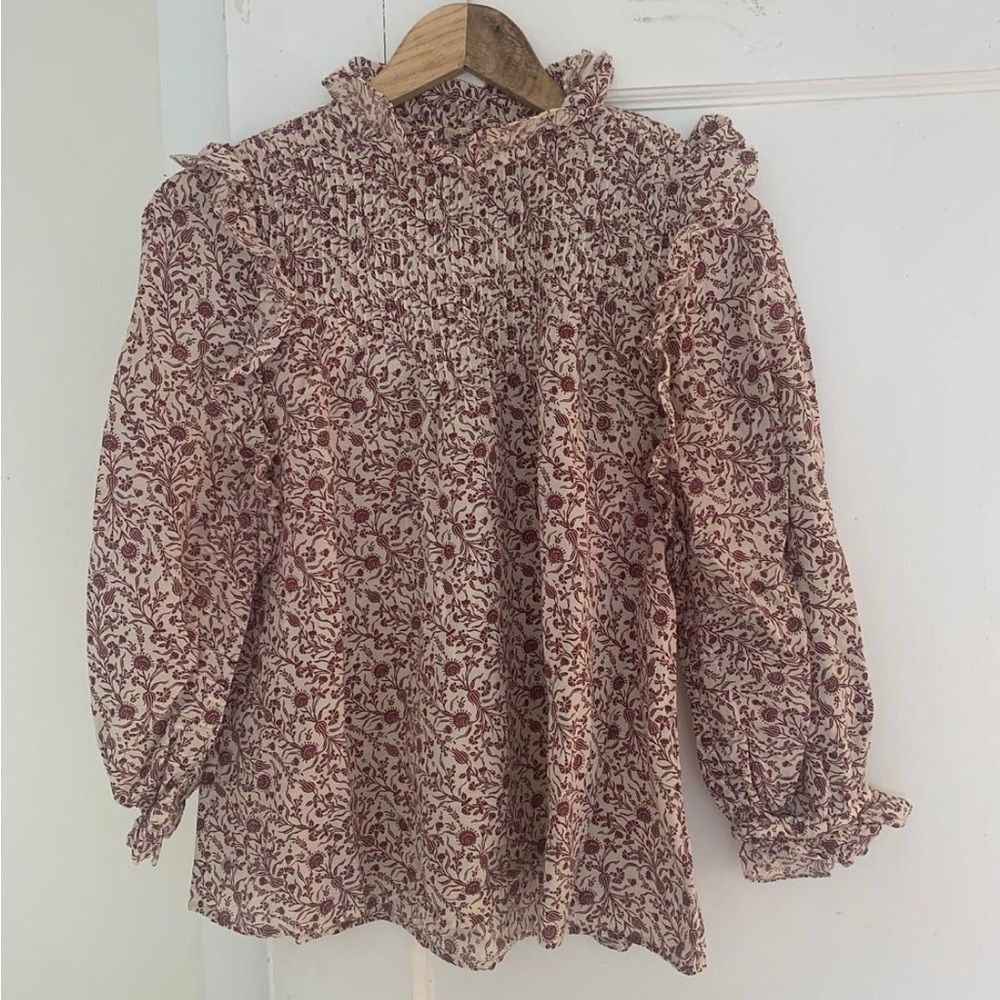 Doen Floral Blouse in Red and Cream